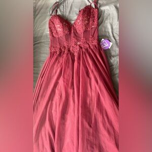 Windsor Orange Strapless Babydoll Prom Dress